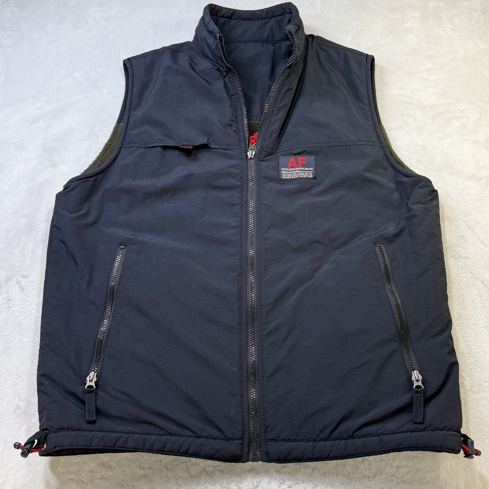 Abercrombie & Fitch Men's L Vintage Blue Snowrider Reversible Fleece Vest HR3-16